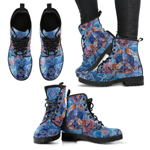 Hippie-Bohemian Peace Feather Women's Leather Boots
