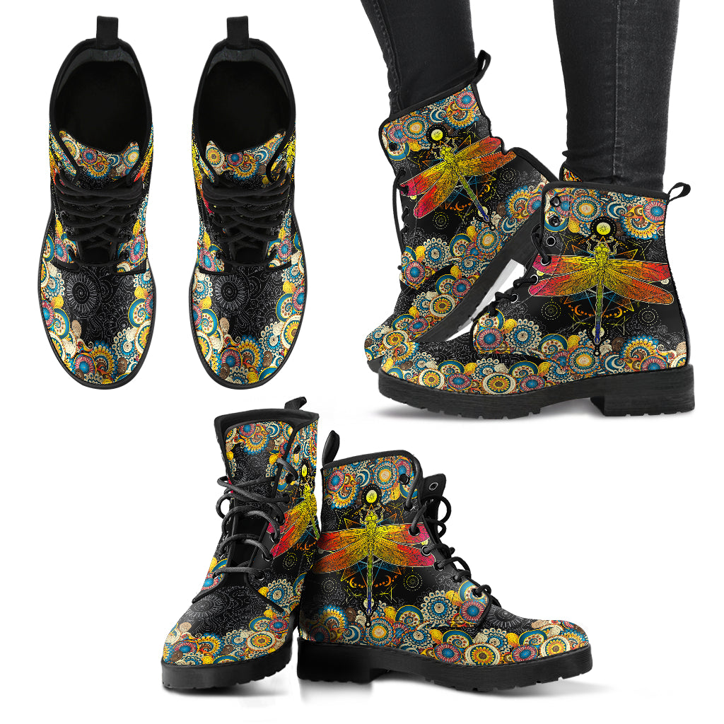 Dragonfly-Mandala Dragonfly Handcrafted Boots
