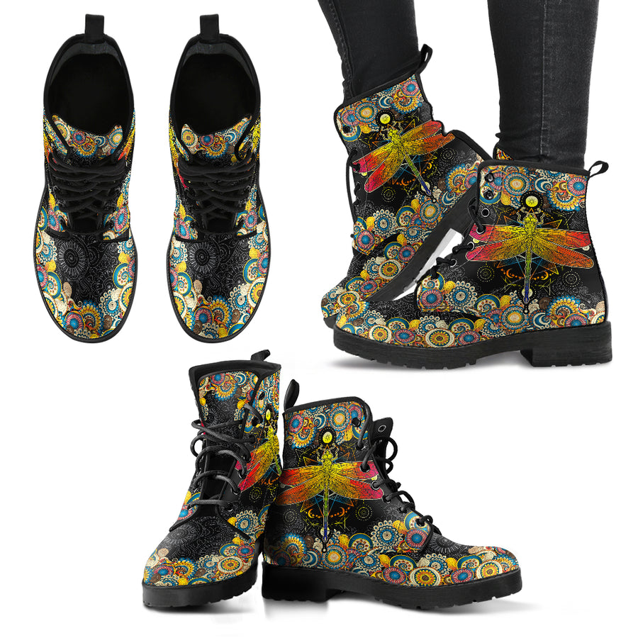 Dragonfly-Mandala Dragonfly Handcrafted Boots