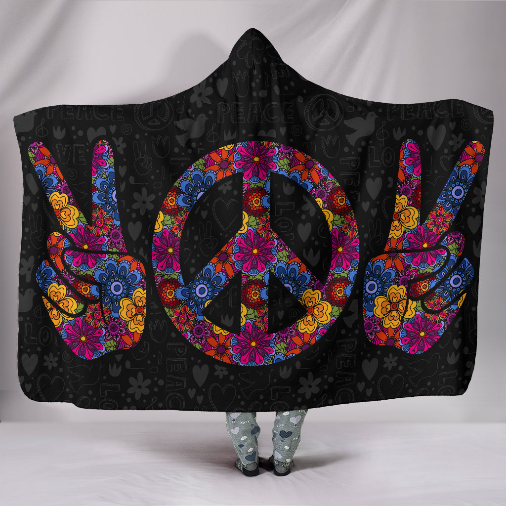 PEACE SYMBOL- Blanket Peace Hoodie Blanket