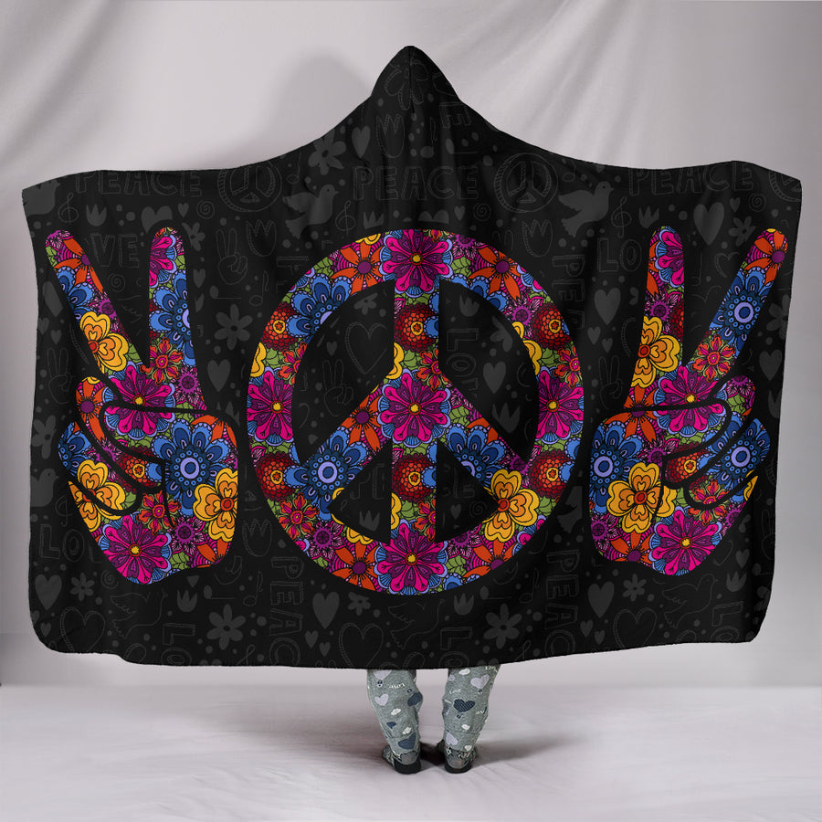 PEACE SYMBOL- Blanket Peace Hoodie Blanket