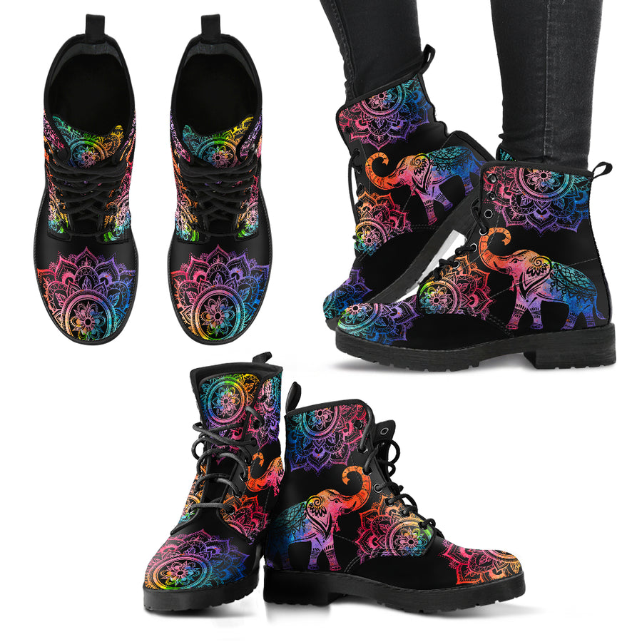 Elephant--Mandala Elephant Handcrafted Boots