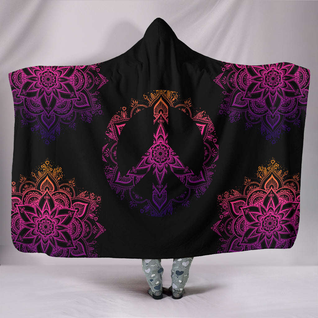 PEACE SYMBOL- Blanket Peace Mandala Hoodie Blanket