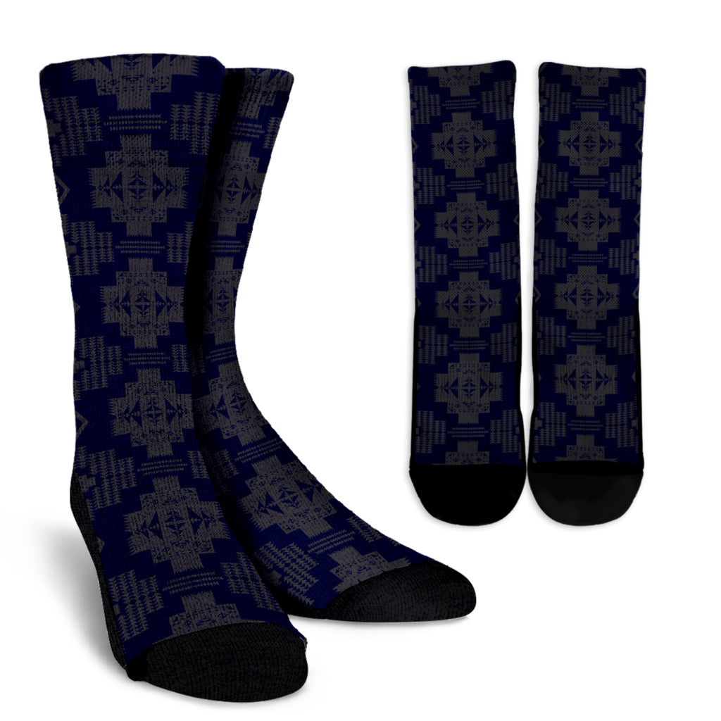 Seven Tribes Navy Gray Crew Socks