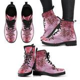 Flowers-Pinklotus Women's Leather Boots
