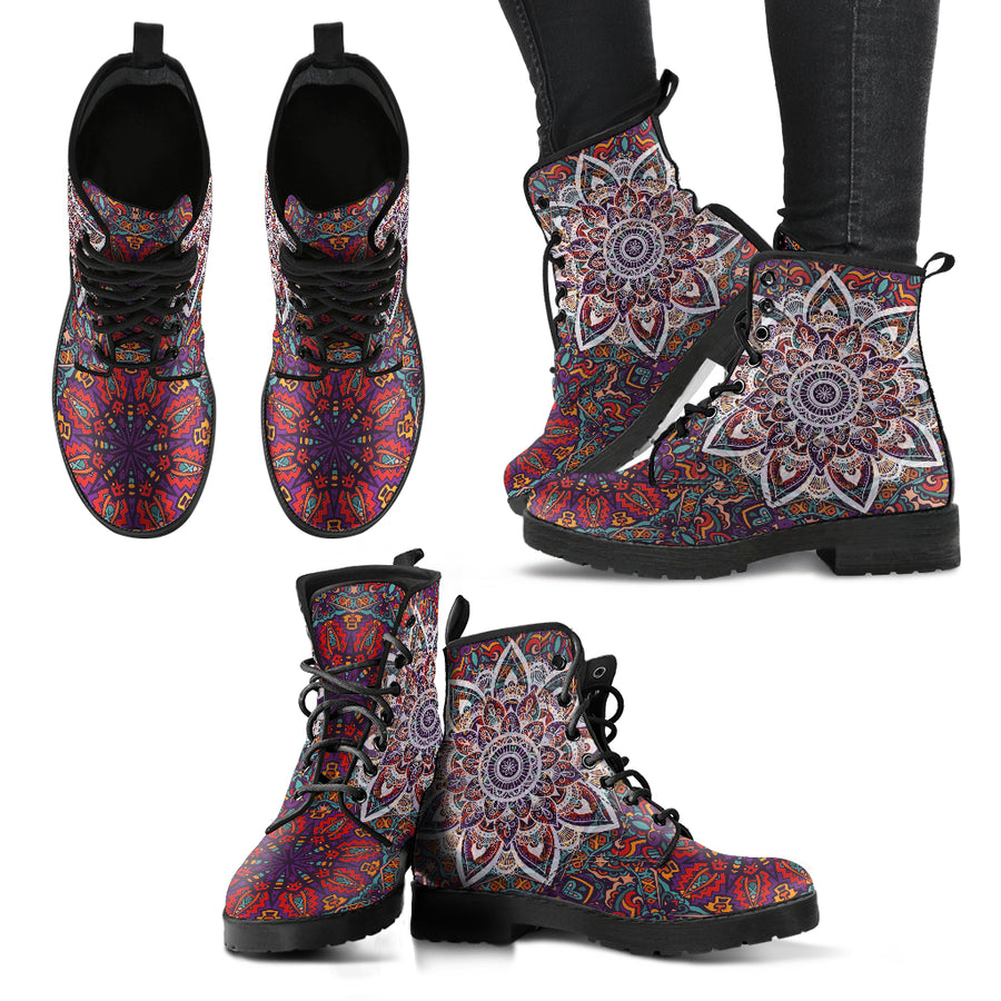 Spiritual- Mandala Women's Vegan Friendly Leather Boots