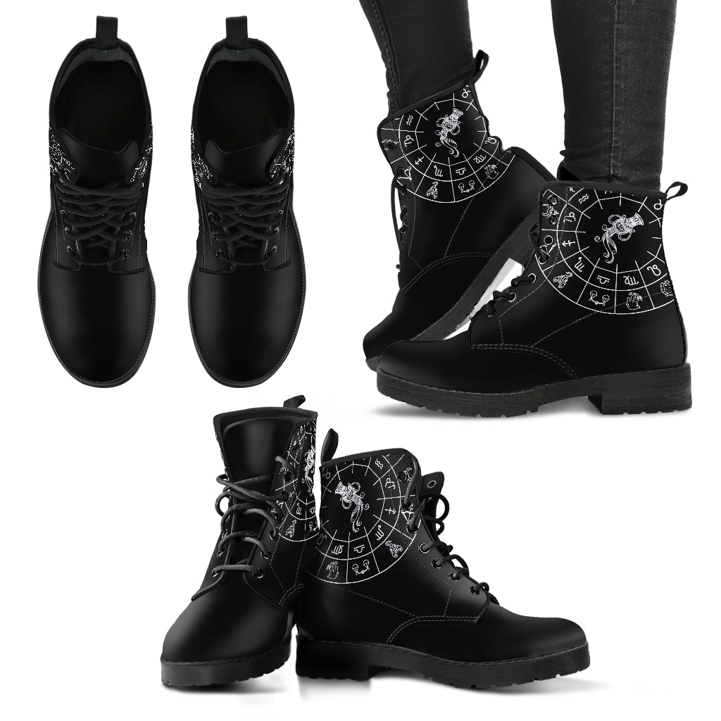Aquarius Black Zodiac Women's Leather Boots