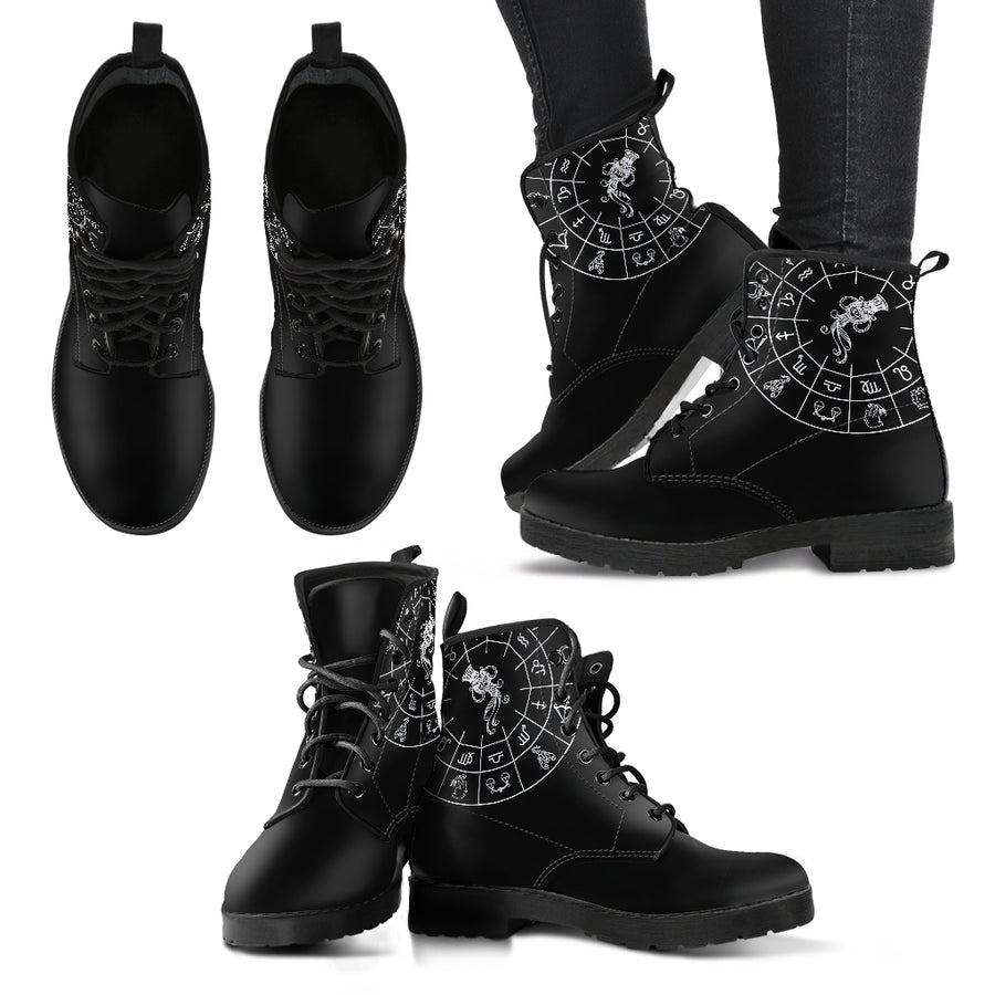 Aquarius Black Zodiac Women's Leather Boots