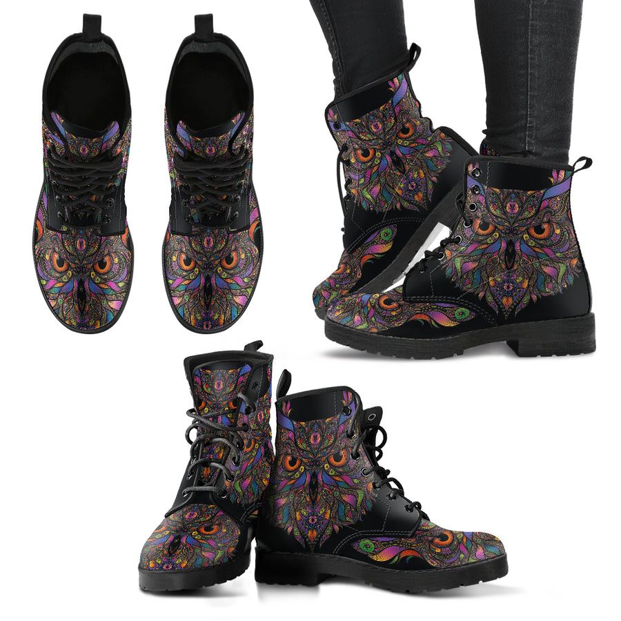 Colorful Owl Women's Leather Boots