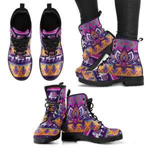 Spiritual- Colorful Lotus Women's Leather Boots