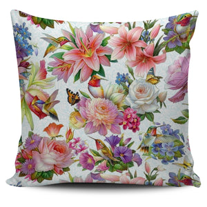 Floral -Hummingbird Bouquet Cushion Cover