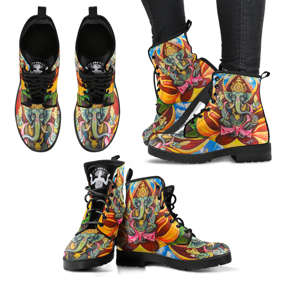 Spiritual-Ganesha - Women's Leather Boots Vegan Friendly