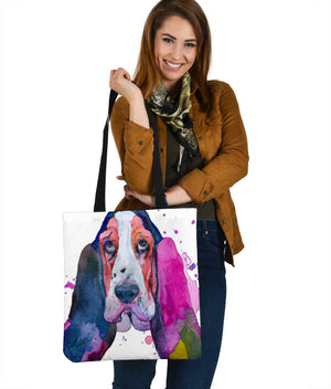 Basset Lovers Watercolor Custom Design Tote Bag
