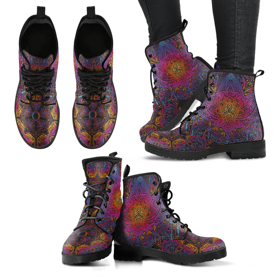 Flowers-Lotus Women's Leather Boots