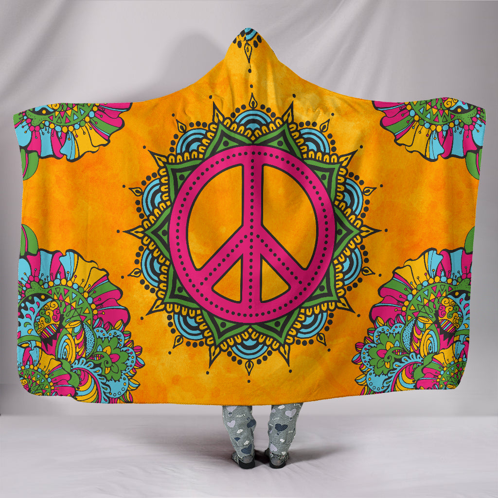 PEACE SYMBOL-  Orange Peace Hoodie Blanket Custom Cosy