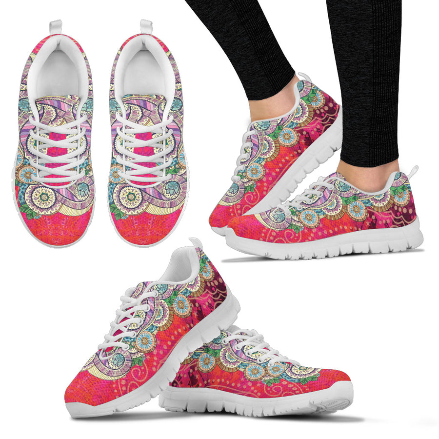 Henna Handcrafted White Sole Sneakers