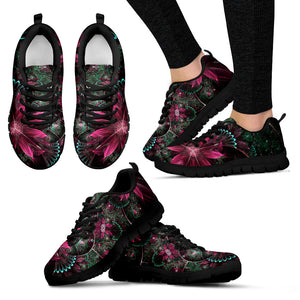 Flower Fractal Handcrafted Black Sole Sneakers