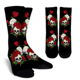 Skulls and Roses Black Crew Socks