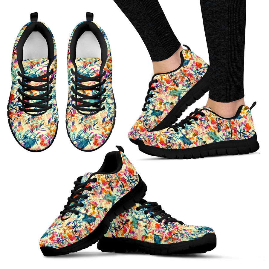 Flowers Black Women's Sneakers