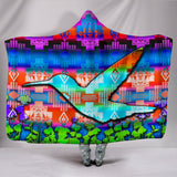TRIBAL-Turquoise Hummingbird Feast Hoodie Blanket