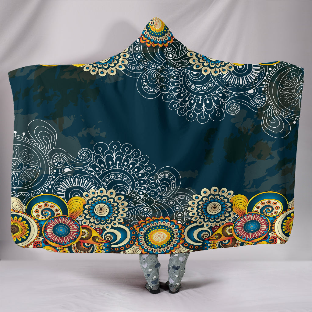FLOWERS-Henna Flower Hoodie Blanket