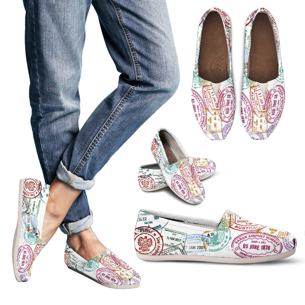 PASSPORT STAMPS CASUAL SHOES (WHITE)