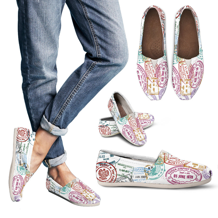 PASSPORT STAMPS CASUAL SHOES (WHITE)