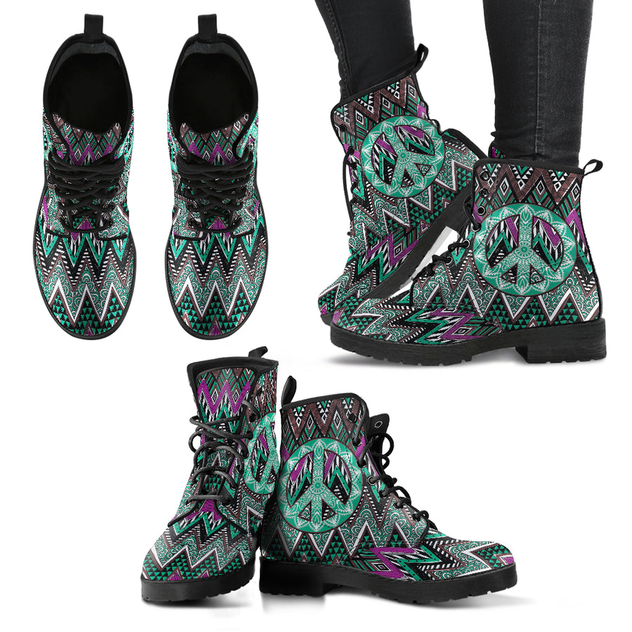 Hippie- Boho Peace Women's Leather Boots