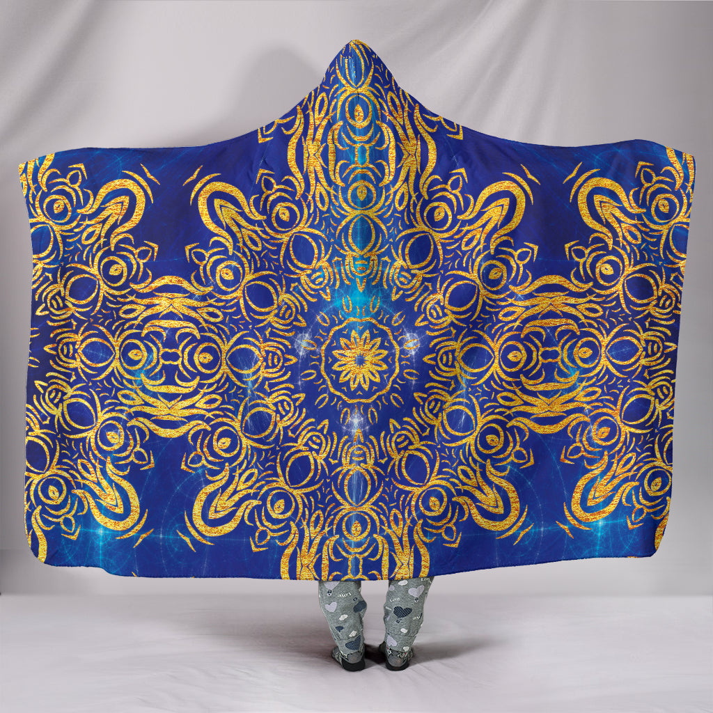 MANDALA-Gold Bohemian Hoodie Blanket