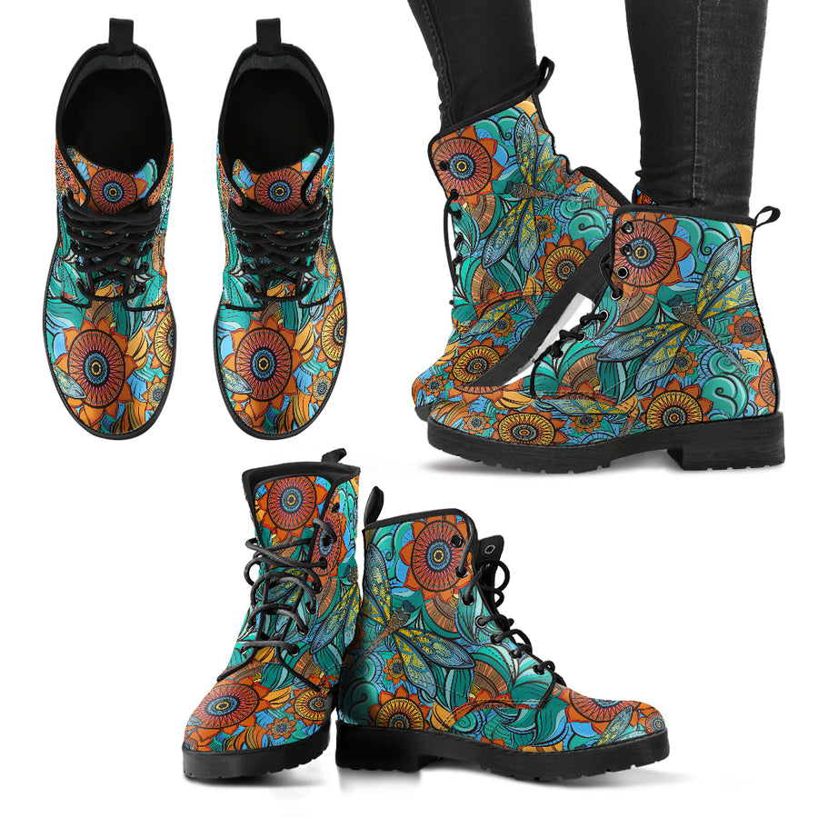 Dragonfly Mandalas Women's Leather Boots