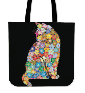 Floral Feline Tote Bag-JUST PAY SHIPPING