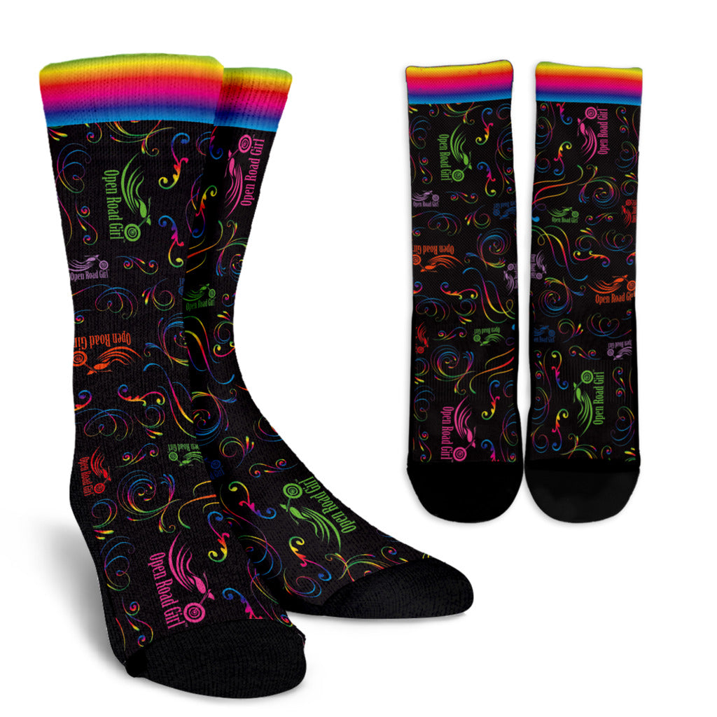 RAINBOW Scatter Design Open Road Girl Socks