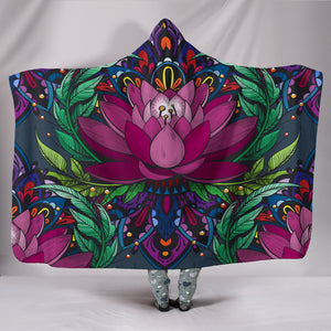 FLOWERS- Lotus Flower Hoodie Blanket Custom Design