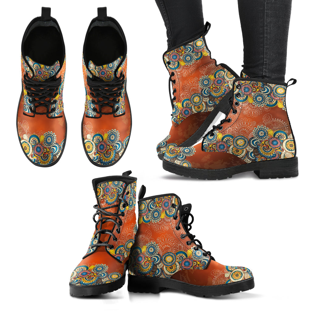 Henna- Mandala Women's Vegan Friendly Leather Boots
