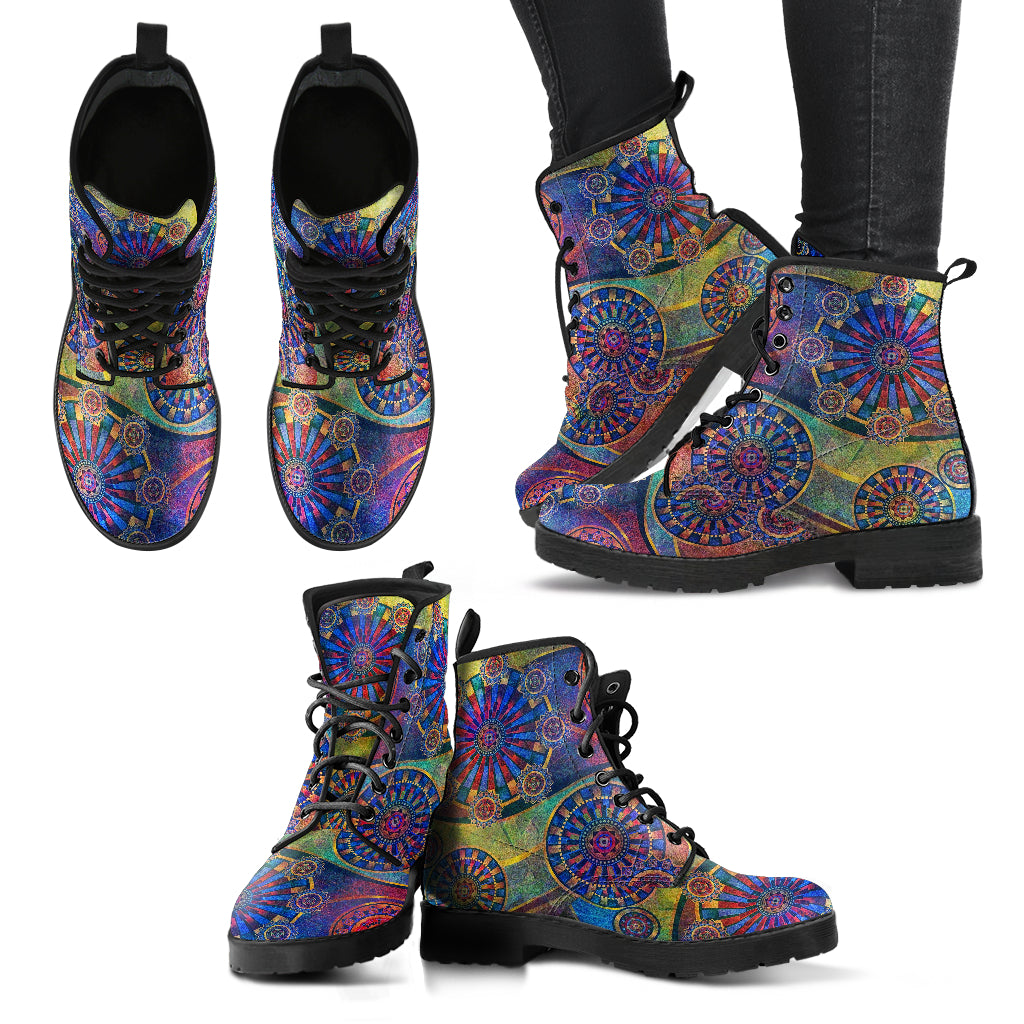 Spiritual-Geometric Mandala Women's Leather Boots