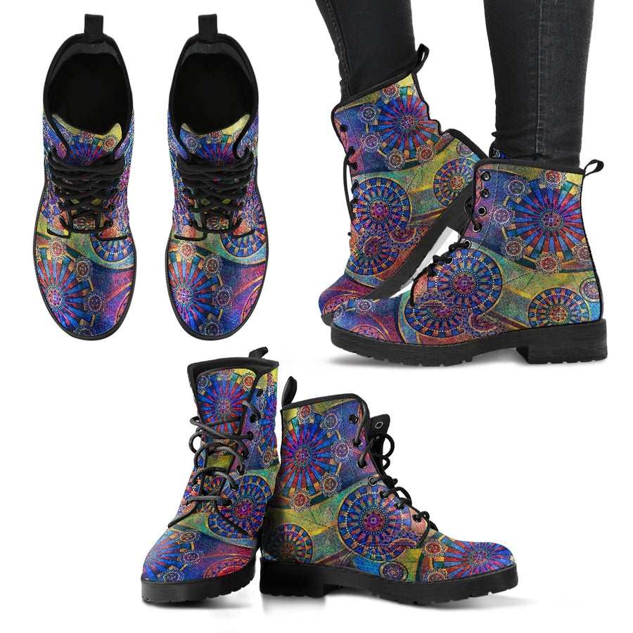 Spiritual-Geometric Mandala Women's Leather Boots