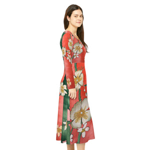 Women's Long Sleeve Dance Dress Japanese Kimono Custom Print Art