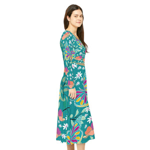 Women's Long Sleeve Dance Dress Folk Art Custom Design