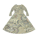 Women's Long Sleeve Dance Dress Paisley Greys and Beige