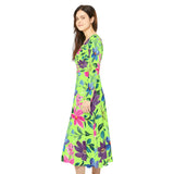 Women's Long Sleeve Dance Dress Folk Flowers