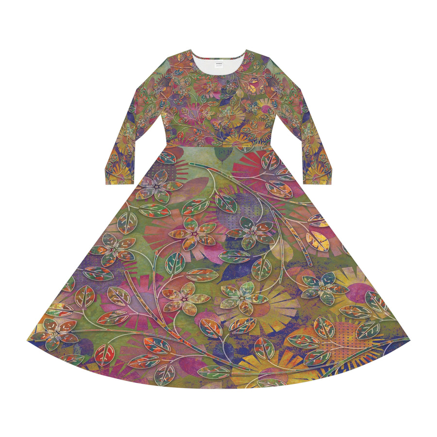 Women's Long Sleeve Dance Dress Sensuous Garden