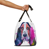 Basset Hound Art Adjustable Tote Bag with Zipper