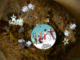 Retro Snowman - Ceramic Round Ornament