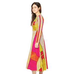 Women's Long Sleeve Dance Dress Color Blocks