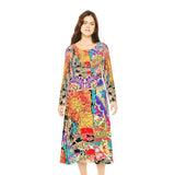 Women's Long Sleeve Dance Dress Colorful Collage Custom Design