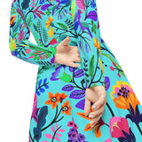 Passion For Flowers Women's Long Sleeve Dance Dress (AOP)