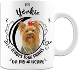 Yorkie- My Yorkie Leaves Paw Prints On My Heart White Coffee Mug