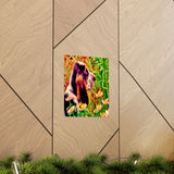 Moment of Wonder Premium Matte Vertical Poster Basset Hound Puppy Enjoying The Magic