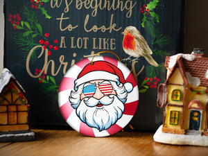 Santa - Ceramic Round Ornament