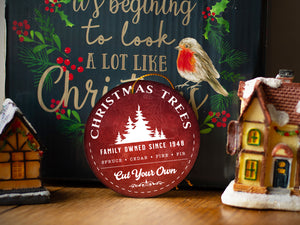 Family Cut Trees - Ceramic Round Ornament